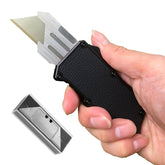 Caressolove automatic knife with black body for safe, one-handed cutting.