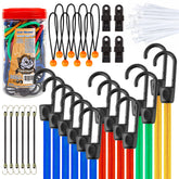 Cartman bungee cords assortment in a clear jar helps quick length selection