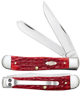 Case Dark Red Bone Trapper with pocket clip for easy everyday carry