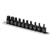 Casoman 10-piece torx bit set on rail for easy access in tight spaces