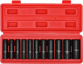 Casoman 11-piece 1/2-inch drive deep impact socket set in tray for quick access