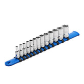 CASOMAN 13-piece socket set, mid-length, mirror chrome finish, for durable metalwork