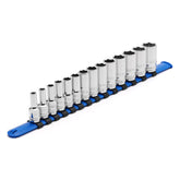 CASOMAN 14-piece 3/8 drive mid-length sockets in chrome finish for versatile metric work.