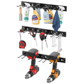 CCCEI 3 modular pegboard strip black with hooks for organized garage tools.