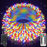 Ccinny 328 ft LED Christmas lights brighten outdoor spaces with multicolor ambiance.