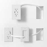 Celendor in-wall cable management kit showing a clean, organized setup behind a TV stand