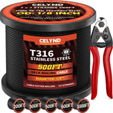 CELYND black stainless steel cable for deck railing, rugged and weather-resistant.