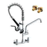 Cenosa wall-mount commercial faucet with pre-rinse sprayer for heavy-duty kitchen use