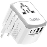 Ceptics universal travel adapter front view showing compact design for easy packing