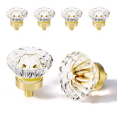 CEYMIO brushed gold crystal knob closeup showing floral design for elegant cabinetry.