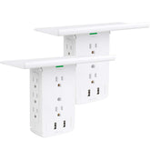 CFMASTER socket wall shelf with 10-port surge protector providing organized power at home.