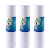 CFS 3-pack sediment filter for GE GXWH04F front view reduces tastes and odors.
