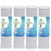 CFS carbon block filter closeup with activated carbon improving taste.