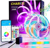 CHARKEE 130ft LED strip for ambient room lighting with wide coverage