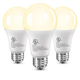 CHARKEE A19 LED bulbs 3-pack front view for energy-efficient home lighting