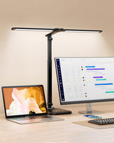 CHARYJOD LED desk lamp height-adjustable dual-head for precise task lighting