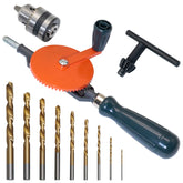 CheeMuii hand drill assembly with storage in the hollow handle for easy access