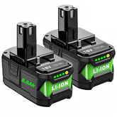 Cheerlark 8000mAh Ryobi 18V battery front view illustrating larger capacity for longer runtime