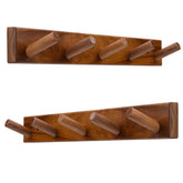 Chiumay teak wall hooks set of two for coats, hats, and towels.