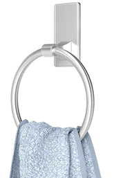 CHJgroup towel ring with adhesive installation protects walls while providing easy access.