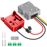CHoiKWong Milwaukee M18 adapter closeup showing snug fit and durable ABS housing for outdoor use.