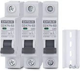 CHTAIXI 3-pack 1-pole MCB in DIN rail installation for reliable protection.