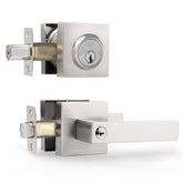 Cielsa Dawn exterior lock set satin nickel front view highlighting sturdy entry security