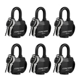 CINCINNO weatherproof padlocks 6-pack, front view, ideal for sheds and gates.
