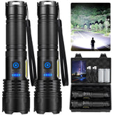 Cinlinso two-pack rechargeable flashlights front view for home and camping illumination