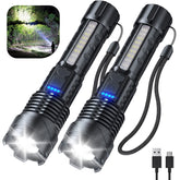 Cinlinso flashlight front view with ultra-bright beam for outdoor visibility.