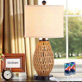 CINSARY touch-control rattan table lamp base with tap dimming for easy lighting control