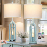 Cinyirong 27inch blue farmhouse lamps set 2 for living room ambiance