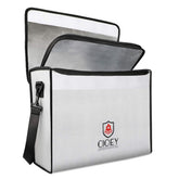 Cioey fireproof document bag open top view for quick access to papers.