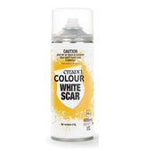 Citadel White Scar spray primer in a 10oz can for smooth base coats on miniatures.