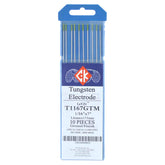 CK Worldwide T1167GTM chartreuse electrode close-up for precise low-amperage starts.