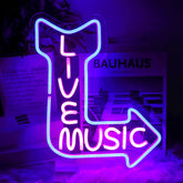 CKTBLEY live music neon sign in pink and blue wall decor boosts ambiance