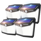 CLAONER 128LED outdoor light, front view showing wide porch coverage.
