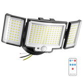 CLAONER three-head LED security flood light in front view for enhanced outdoor security.