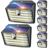 CLAONER solar lights outdoor pack with 126 LEDs for bright yard illumination.