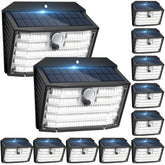 CLAONER solar motion light on outdoor deck providing bright illumination for safe nighttime navigation