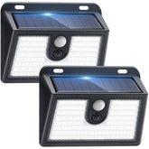 CLAONER solar motion sensor outdoor light with wide beam for yard security.