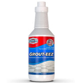 Clean-eez Grout-eez bottle front, potent grout cleaner for brighter bathroom surfaces.