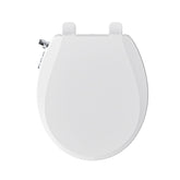 Clirass bidet seat with soft-close round lid reduces bathroom noise.