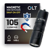 CLT Mini EDC front view shows compact, rugged keychain flashlight for on-the-go use.