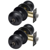 CML Hardware entry door knob with lock in matte black, two-pack, front view shows style and durability.