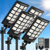 CNOIJUTS solar street light four-pack lighting outdoor areas with wireless operation.