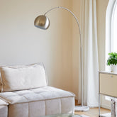 CO-Z modern arc floor lamp in brushed nickel for chic living room ambiance.