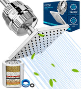 Cobbe 20-stage filtered shower head chrome with rain spray for softer skin