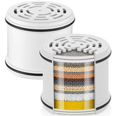 Cobbe 2-pack replacement filters for fixed showerhead reduce chlorine in tap water.