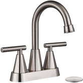 Cobbe 4-inch brushed nickel faucet front view for stylish vanity use